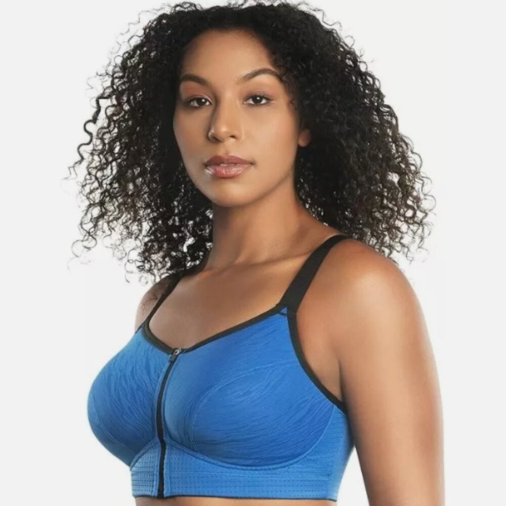 Parfait Wave‎ Front Zipper Sports Bra Blue Size 32E  P6052 New